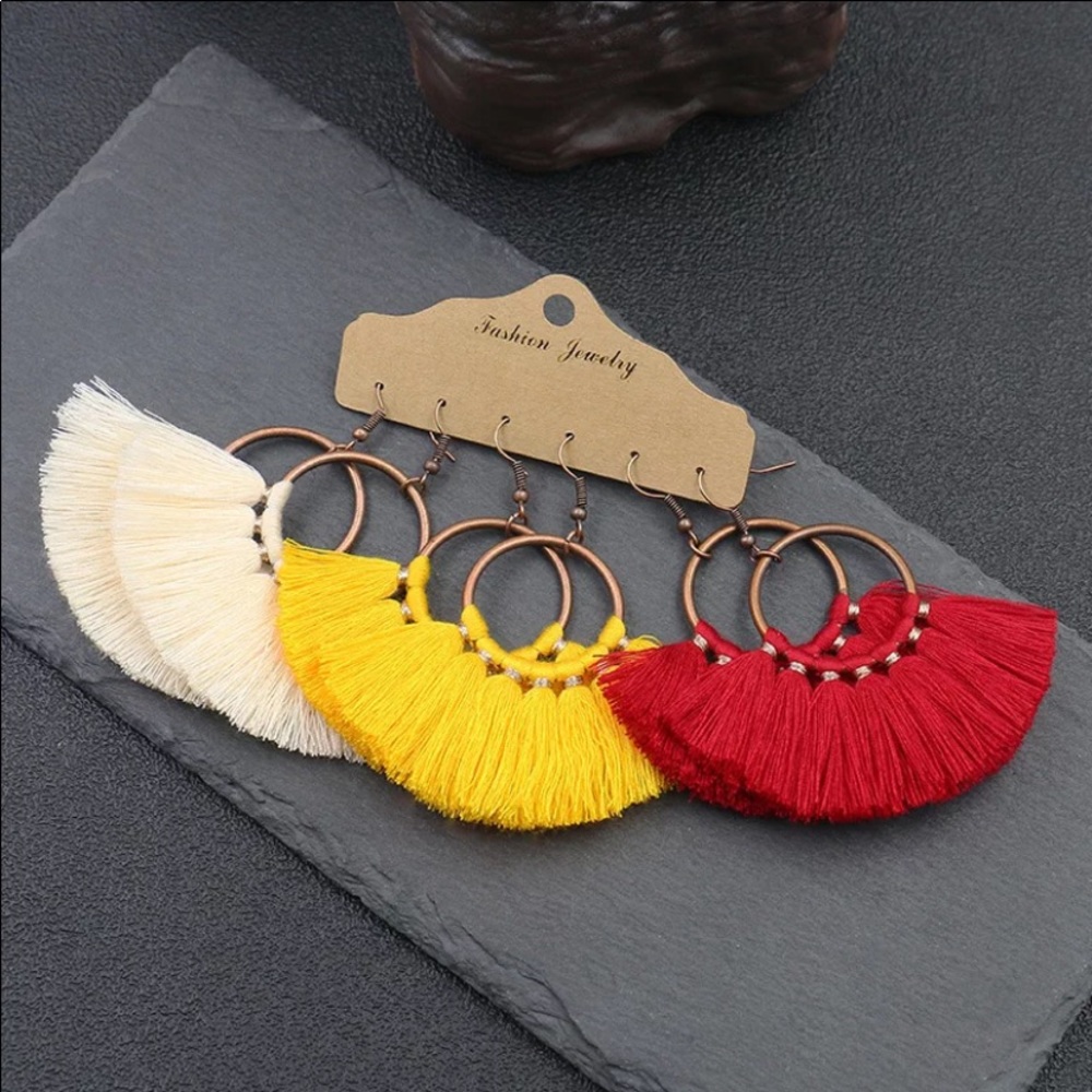 Women’s fashion tassel earrings 3 pairs
